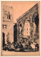 Olvashatatlan Jelzéssel: Firenzei Terasz. Rézkarc, Papír, Paszpartuban, 25×18 Cm - Autres & Non Classés