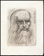 Oskar Thorsen (?-?): Ex Libris, Leonardo Da Vinci. Rézkarc, Papír, Jelzett, 9×6,5 Cm - Otros & Sin Clasificación
