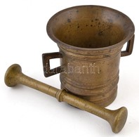 Cca 1800 Erdélyi Bronz Füles Mozsár Törővel, M:13,5 Cm és M:22 Cm - Autres & Non Classés