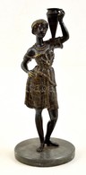 Jelzés Nélkül: Egzotikus Női Figura. Bronz, Márvány Talapzaton, M: 31 Cm - Sonstige & Ohne Zuordnung