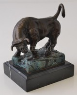 Jelzés Nélkül: Bika. Bronz, Márvány Talapzaton, M:16,5 Cm, H:17 Cm - Sonstige & Ohne Zuordnung