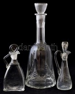 3 Db Különféle üveg Kiöntő, Dugókkal, Az Egyiken Csorbákkal, Jelzés Nélkül, Különböző Méretben - Verre & Cristal