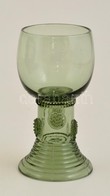 Zöld üveg Talpas Pohár, Apró Karcolásokkal, D: 6 Cm, M: 12 Cm. - Glas & Kristall