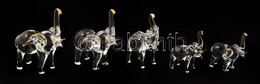 Aranyozott üveg Elefántok, 5 Db, Hibátlanok, 5,5 és 9 Cm Között - Verre & Cristal