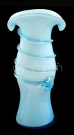 Többrétegű Kék üvegváza, Anyagában Színezett, Szál Díszítéssel, Hibátlan, M: 20 Cm - Glas & Kristall