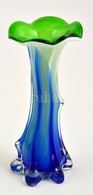 Zöld-kék üvegváza, Többrétegű, Anyagában Színezett, Hibátlan, M: 19,5 Cm - Verre & Cristal