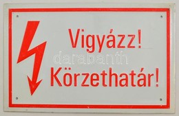 'Vigyázz! Körzethatár!' Zománcozott Fém Tábla, 16×25 Cm - Otros & Sin Clasificación