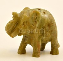 Ásványi Kőből Faragott Füstölő Tartó Elefánt Figura, M: 5,5 Cm - Autres & Non Classés