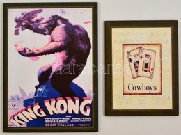 2 Db Falikép, King Kong és Kártyás Nyomattal, 22x17 és 30x22 Cm - Autres & Non Classés