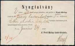 1849 A Pesti Hírlap Hirdetési Nyugtája - Non Classificati