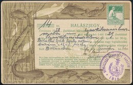 1928 Halászjegy Hódmezővásárhelyről 40f Benyomott Illetékbélyeggel, Pecséttel / Fishing Ticket - Non Classificati
