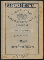 1946 Bp., M. Kir. Postatakarékpénztár Betétkönyve, Adópengő-betét Bélyegzéssel A Borítón. - Non Classés