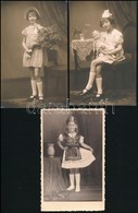 Cca 1910-1940 Kislányok, 5 Db Fotólap, 14×9 Cm - Autres & Non Classés