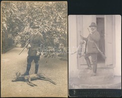 Cca 1910 2 Db Vadász Fotó, Prédákkal, Egyik Joanovits & Copm. Versec Műterméből, 14,5x9 és 17x11,5 Cm - Autres & Non Classés