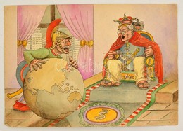 Cca 1950 Ismeretlen Művész: Antiimperialista Karikatúra (Harry S. Truman). Akvarell-tus, Papír, 21×31 Cm - Non Classés