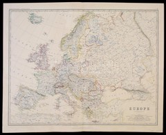 1879 Európa Nagyméretű Határszínezett Rézmetszetű Térképe. / 1879 Map Of Europe By Keith Johnston F. R. S. E. Colored Et - Autres & Non Classés
