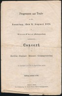 1875 Tátrafüred, Koncert Német Nyelvű Programfüzete - Non Classés