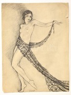 Cca 1920-1930 Édouard Chimot Erotikus Art Deco Nyomat, Szélén Kis Szakadás, 24,5x18,5 Cm - Zonder Classificatie