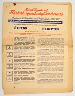 1934-1938 A Meinl Gyula R.T. Háztartásgazdasági Tanácsadójának 4 Db étrendje Receptekkel, Hajtott, Szakadással - Non Classés