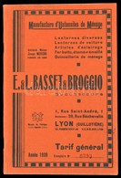 1939 E.&L. Basset & Broggio Lámpák, Edények, Háztartási Eszközök Katalógusa. Sorszámozott. 144p. / Kitchenware Catalogue - Non Classés