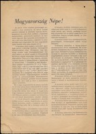 1956 Magyarország Népe! Magyar Dolgozók Pártjának Központi Vezetőségének Röplapja, Benne Az 1956. Okt. 28.-án Megválaszt - Non Classés