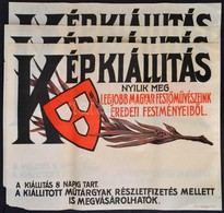 Cca 1920-1930 Nemzeti Szalon Képkiállítás Poszter, Bp., Merkur Műintézet, Felcsavarva, 3 Db, Szakadással, 47×63 Cm - Sonstige & Ohne Zuordnung