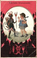 ** 3 Db RÉGI és MODERN Krampusz Motívumos Képeslap, Vegyes Minőségben / 3 Pre-1945 And Modern Krampus Motive Postcards,  - Non Classés