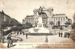 T3 1904 Budapest VII. Központi (Keleti) Pályaudvar, Vasútállomás, Baross Szobor. Divald Károly 147. Sz. (fl) - Non Classés