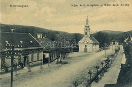 ** T1/T2 Boksánbánya, Németbogsán, Bocsa; Római Katolikus Templom, Utca, R. Bruckler üzlete. W.L. 1130. / Church, Shop,  - Ohne Zuordnung