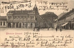 T3/T4 1900 Déva, Deva; Utcakép, Holtzer Károly, Szőcs F. Lajos, Hirsch Testvérek üzlete, Háttérben A Vár. Hirsch Adolf S - Ohne Zuordnung