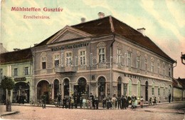 * T2/T3 Erzsébetváros, Dumbraveni, Elisabethstadt; Mühlsteffen Gusztáv áruháza, Schwarz W. M. üzlete / Street View, Shop - Ohne Zuordnung