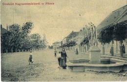 T2/T3 Nagyszentmiklós, Sannicolau Mare; Fő Utca, Szobor. 1286. Jritz Joh. / Main Street With Statue  (EK) - Non Classés