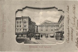 T2 1902 Temesvár, Timisoara; Szent György Tér, Villamosok, Várneky A. üzlete / Square, Trams, Shop - Non Classés