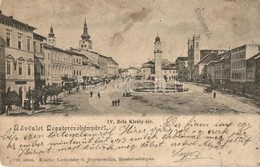 * T3 1904 Besztercebánya, Banská Bystrica; IV. Béla Király Tér, Gyógyszertár, üzletek, Templom. Kiadja Lechnitzky O. 176 - Non Classés