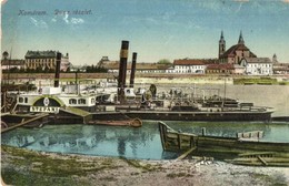 T2/T3 Komárom, Komárnó; Duna, Kikötő, Stefánia Oldalkerekes Vontató Gőzhajó / Port With Hungarian Towing Steamship (apró - Non Classificati