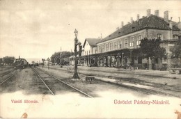 T2/T3 1907 Párkánynána, Párkány-Nána, Stúrovo; Vasútállomás, Gőzmozdony. Kiadja Özv. Neumann Gézáné / Bahnhof / Railway  - Non Classificati