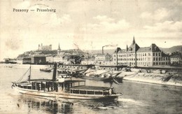 T2/T3 Pozsony, Pressburg, Bratislava; Gőzhajó és Rakpart / Steamship And Quay  (fl) - Non Classés