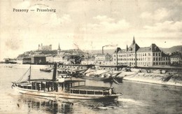 T2/T3 Pozsony, Pressburg, Bratislava; Gőzhajó és Rakpart / Steamship And Quay  (fl) - Non Classificati