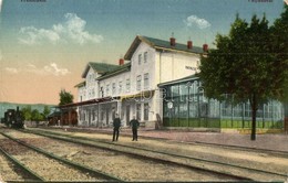 ** T2/T3 Trencsén, Trencín; Vasútállomás, Gőzmozdony / Bahnhof / Railway Station, Locomotive - Non Classificati