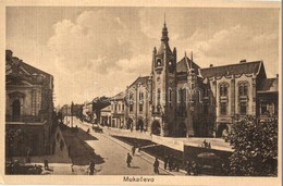 T2/T3 Munkács, Mukacheve, Mukacevo; Városháza, Kerékpár, Automobil / Town Hall, Bicycle, Automobile (EK) - Ohne Zuordnung