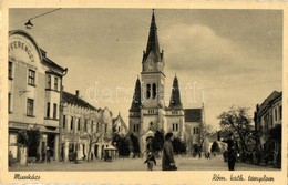 T2 Munkács, Mukacheve, Mukacevo; Római Katolikus Templom, Ferenczy Gyógyszertár, Patika, F. Schönfeld üzlete / Catholic  - Non Classés