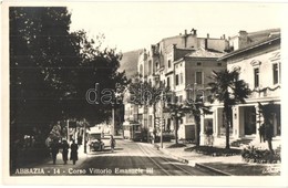 ** T1 Abbazia, Opatija; Corso Vittorio Emanuele III. Ed. A. Traldi / Street View With Automobile, Tram, Villa - Non Classés