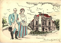 T2/T3 Szabadka, Subotica; 1849-es Kaponyai Csata Honvéd Emlékműve A Nemzeti Kaszinó Előtt, Népviselet. Kiadja A Délvidék - Non Classés