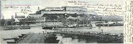 T2/T3 Újvidék, Pétervárad, Peterwardein, Petrovaradin; Vár, Gőzhajók, Kiadja Urbán Ignác, Kétlapos Panorámalap / Castle, - Non Classificati