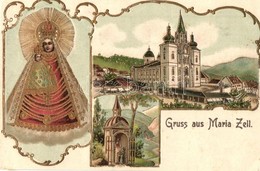 ** T4 Mariazell, Basilika, Gnadenknapelle / Basilica, Church, Chapel, Mary Statue, Holy Image. Art Nouveau, Emb. Golden  - Ohne Zuordnung