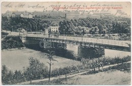 T3 Cieszyn, Teschen; Kaiser Franz Josefsbrücke Mit Den Kasernen / Franz Joseph Bridge, Military Barracks (ázott Sarok /  - Sin Clasificación