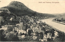 ** T1/T2 Königstein, Stadt Und Festung / General View, Castle, Church, River - Ohne Zuordnung