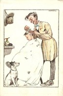 ** T2/T3 Cserkész Fodrász. Kiadja A Magyar Cserkészszövetség Nagytábortanácsa 1926. / Scout Boy Hairdresser, Art Postcar - Ohne Zuordnung