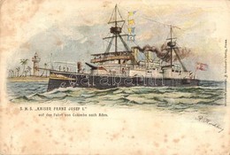 ** T3 SMS Kaiser Franz Josef I. Auf Der Fahrt Von Colombo Nach Aden. K.u.K. Kriegsmarine Art Postcard. A. Reinhard's Ver - Non Classés