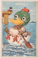 T2/T3 Fishing Duck, With Plastic Eyes, Danish Art Postcard, Rudolf Olsen-Kunstforlag, S: Mickaelis (EK) - Non Classés